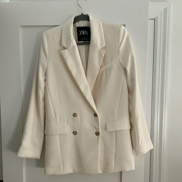 Zara Blazer Ivory Double Breasted - Picture 7 of 12